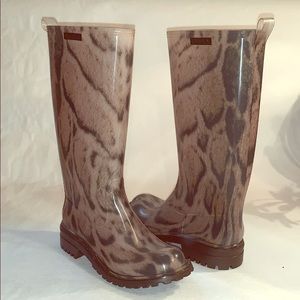 Never Worn - Furla Animal Print Rain Boots